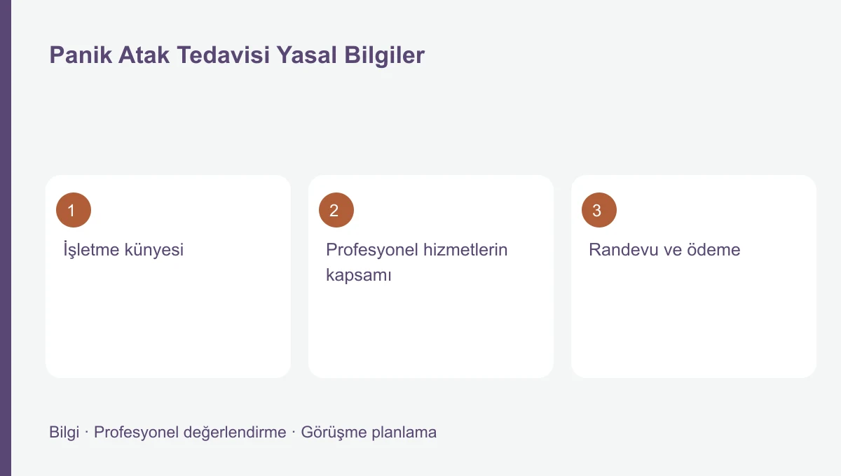 Panik Atak Tedavisi Yasal Bilgiler Panik Atak Tedavisi Yasal Bilgiler için üç başlığı gösteren bilgi şeması